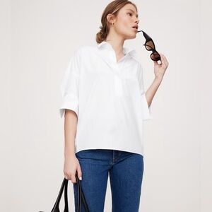 Lush Popover White Oversized Shirt Size M